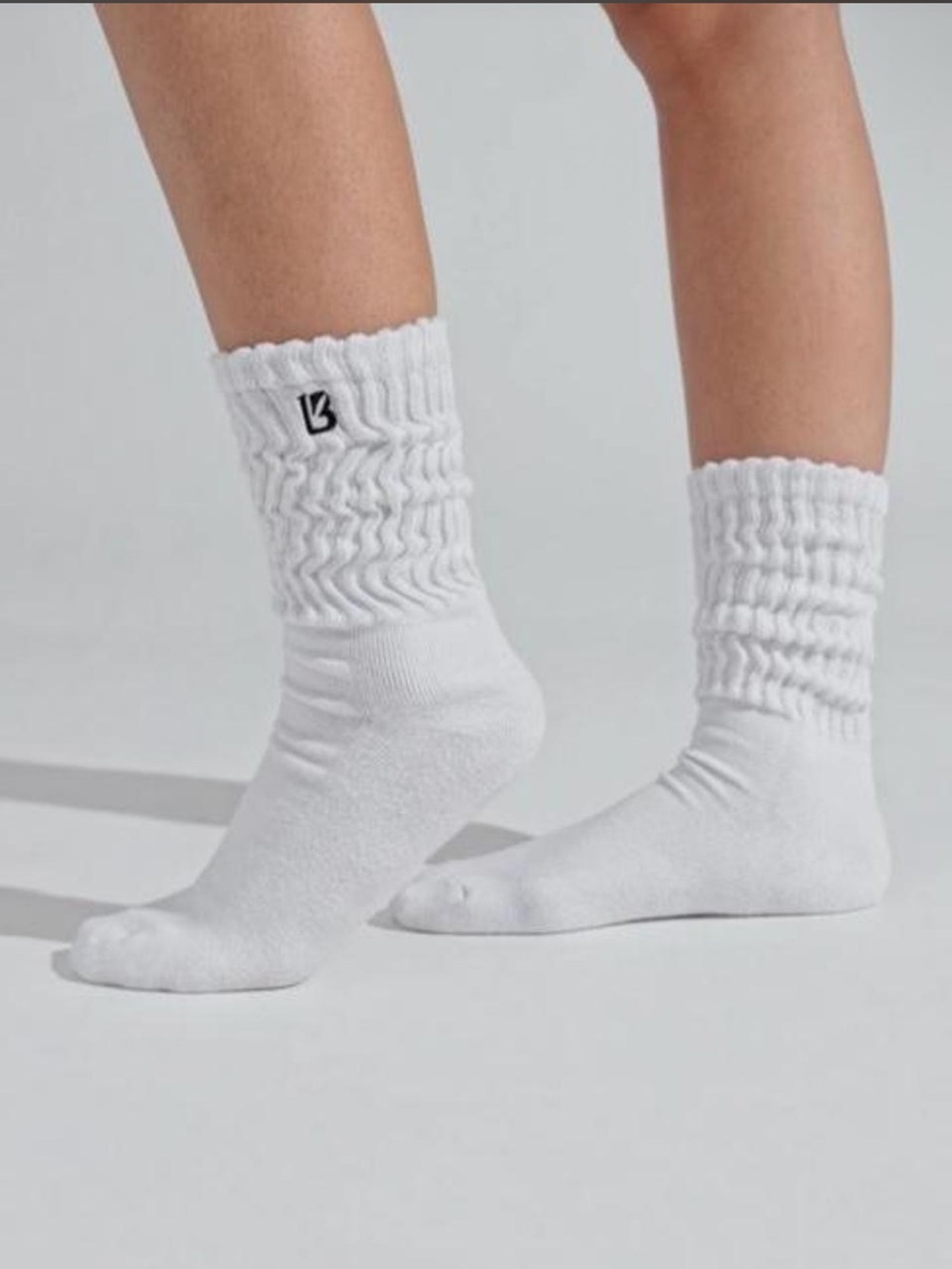 Buff Bunny Logo White Crew Socks 3 Pack Size XS/S (US 5-8) NWOT